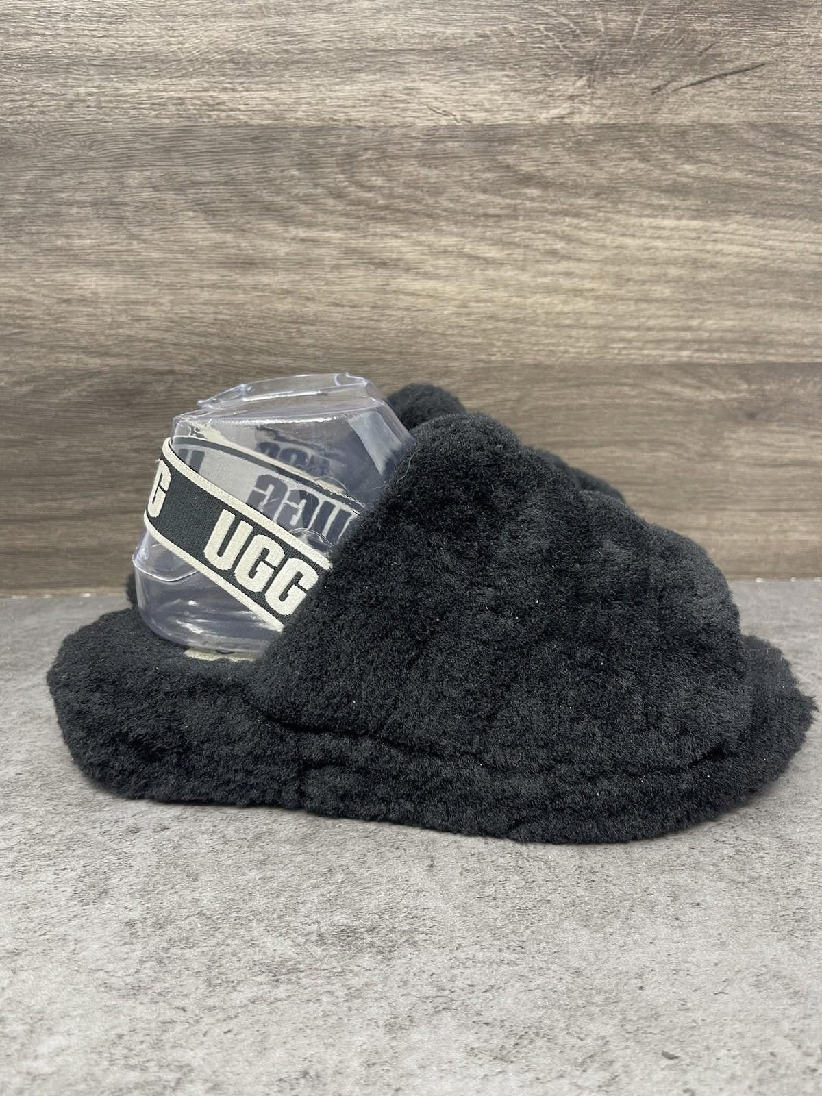 Ugg UGG Fluff Yeah Slide Slippers Womens Size 7 Black Fur Size US 7 / IT 37 - 5 Thumbnail