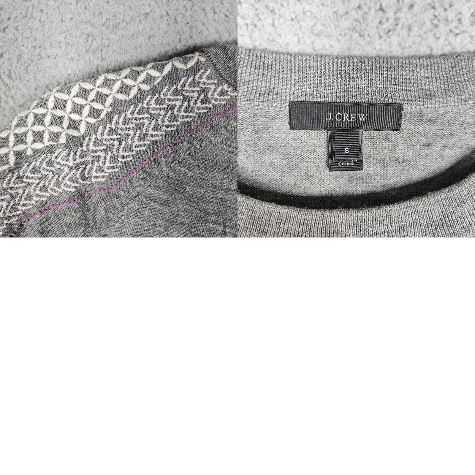 J.Crew J.Crew Women’s Gray White Embroidered Shoulder Merino Wool Sweater Cardigan Size S Womens Christmas 和? Size S / US 4 / IT 40 - 8 Thumbnail