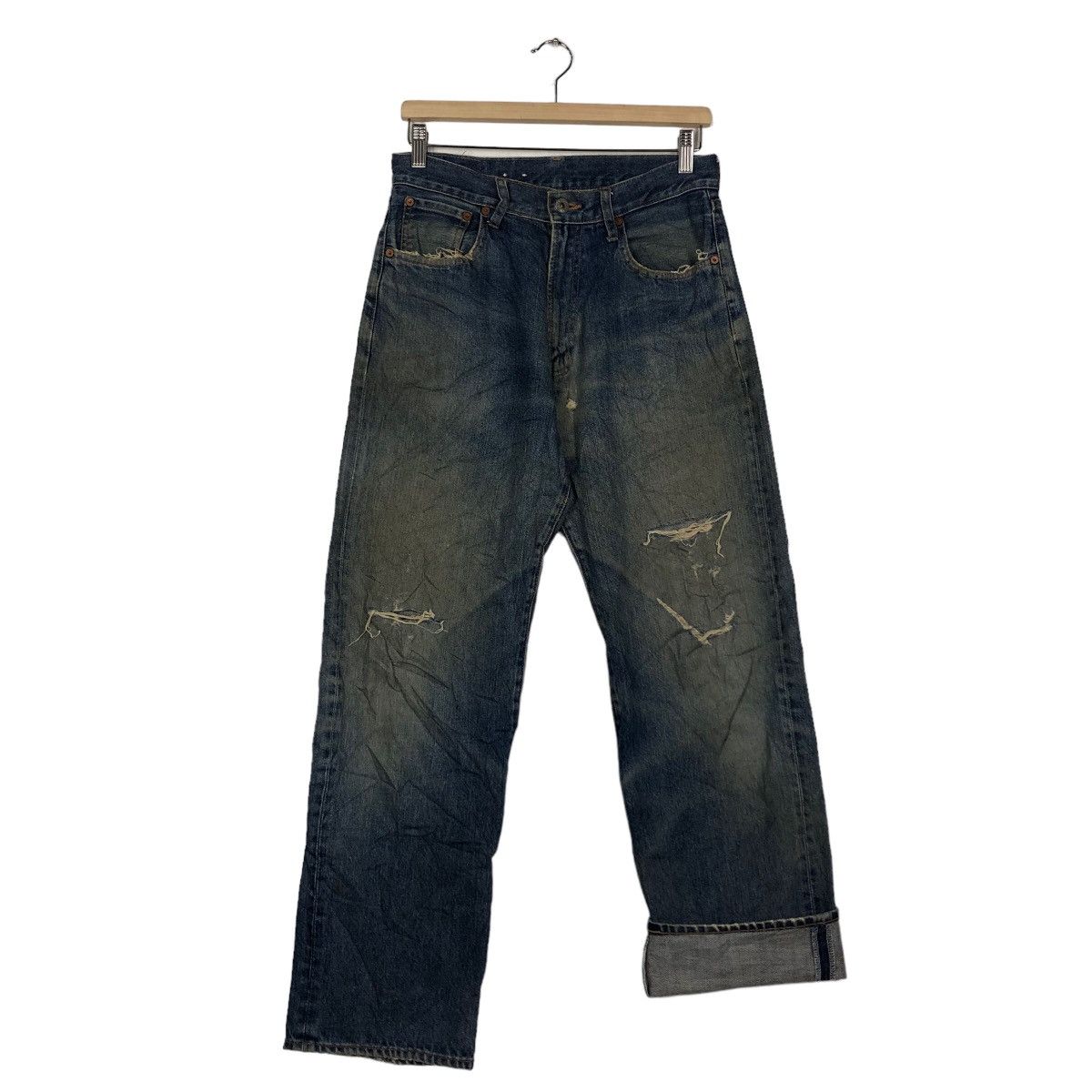 Japanese Brand 🔥90’s Rare Distressed Denim Jeans Warehouse Issey Miyake Size US 28 / EU 44 - 10 Thumbnail