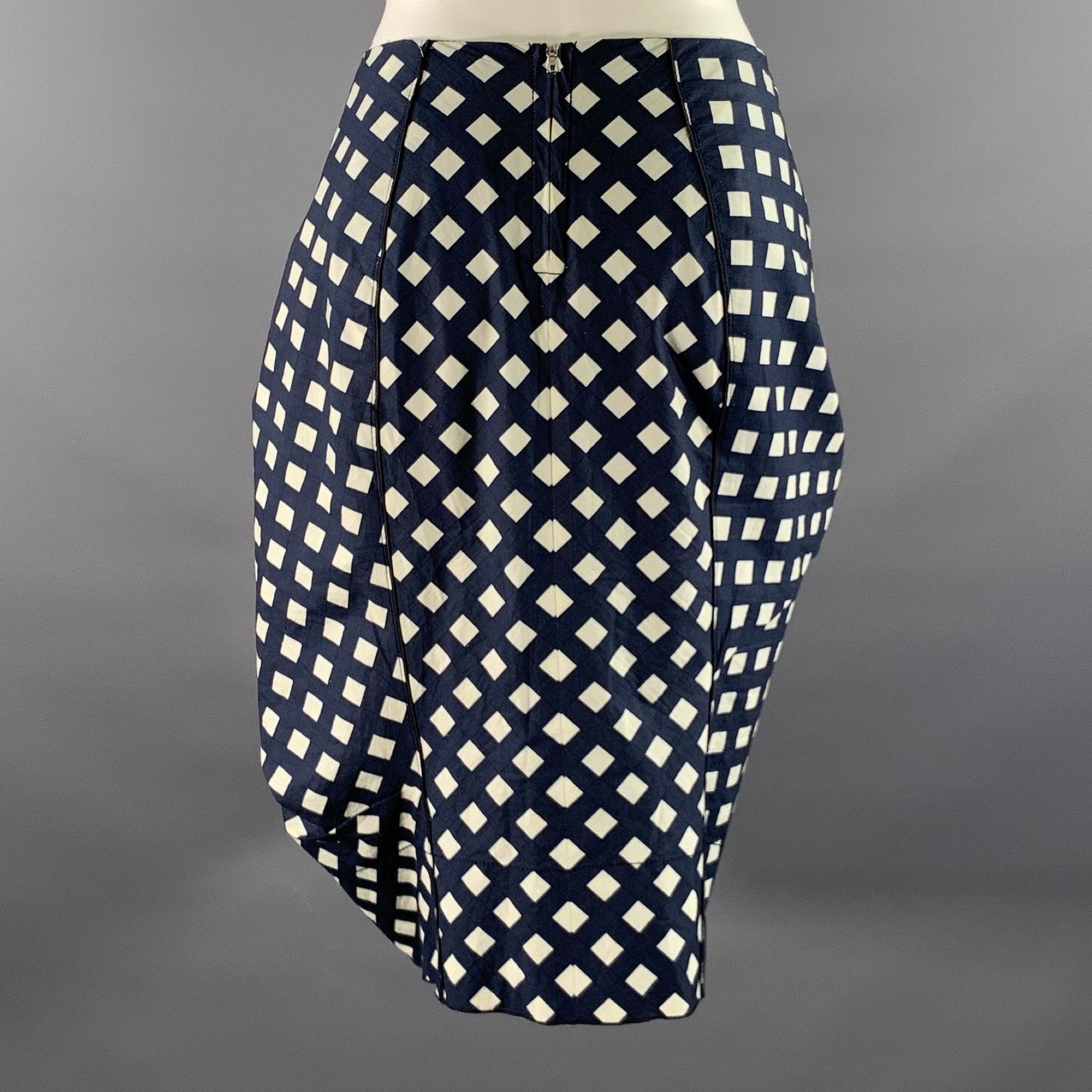 Marc Jacobs MARC JACOBS Size 6 Navy White Cotton Gingham Mid-Calf Skirt Size 28" / US 6 / IT 42 - 2 Thumbnail