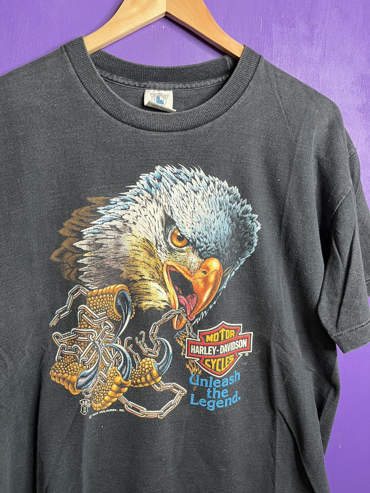 Harley Davidson × Vintage Vintage 1989 Harley Davidson unleash the legend t-shirt Size US L / EU 52-54 / 3 - 3 Thumbnail