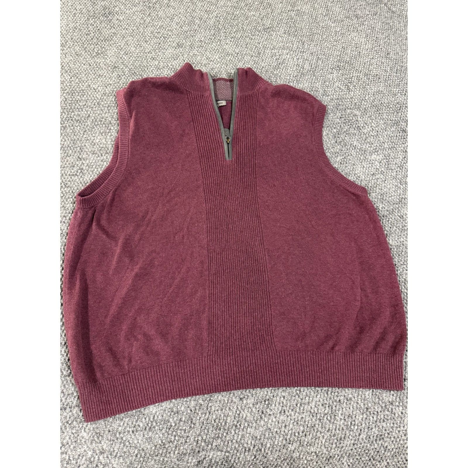 Johnston & Murphy Johnston & Murphy Sweater Vest Mens XL Purple 1/4 Zip Ribbed Knit Pima Cotton Vest Knitwear Casual Winter Fall Spring Crew Neck Lightweight Size US XL / EU 56 / 4 - 2 Thumbnail