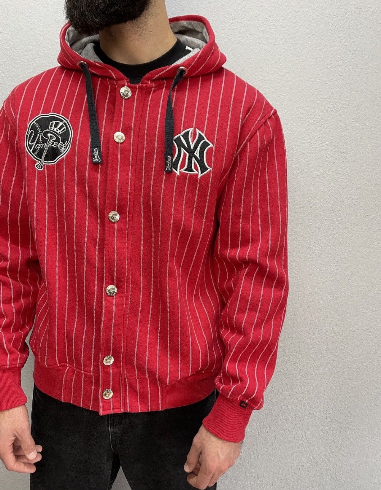 New York Yankees Red 00s Yankees Zip Hoodie w/ Rhinestone Buttons New York Size US XL / EU 56 / 4 - 3 Thumbnail