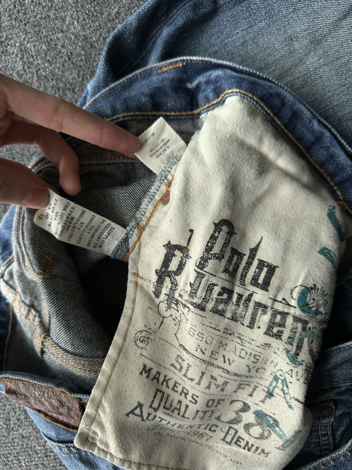 Polo Ralph Lauren RL 🚨 RARE RALPH LAUREN MEN DENIM JEANS FLAG LOGO Size US 33 - 11 Thumbnail