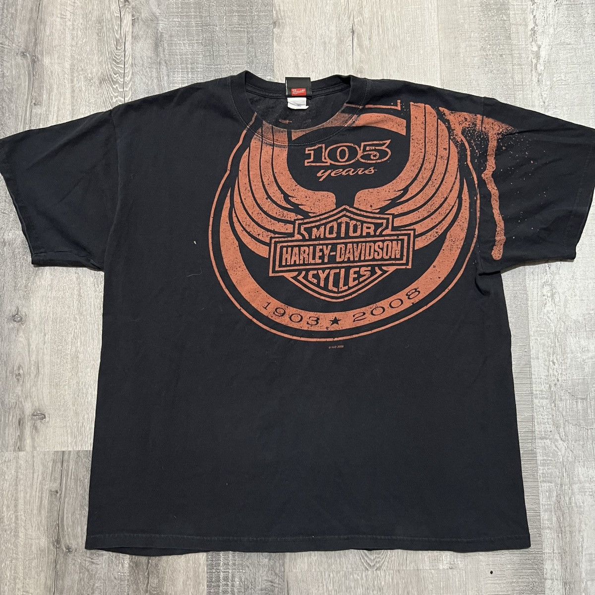 Harley Davidson Harley Davidson 105 Yrs Black Big Graphic Milwaukee T Shirt Size US XL / EU 56 / 4 - 1 Thumbnail