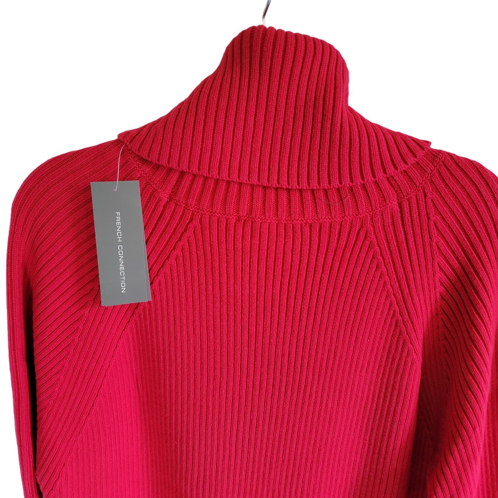 French Connection Red Ribbed Knit Turtleneck Sweater Dress Size Large Size L / US 10 / IT 46 - 10 Thumbnail
