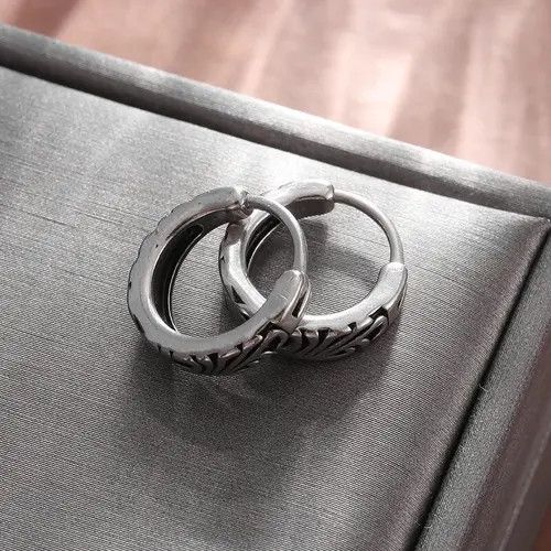 Designer × Sterling Silver Retro Hypoallergenic Hoop Earring (1pairs） Size ONE SIZE - 4 Thumbnail