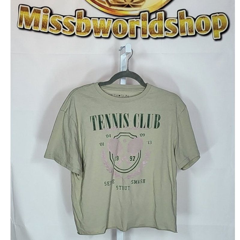 Other Fifth Sun Juniors "Tennis Club" Graphic Crop Tee Top Size M Size M / US 6-8 / IT 42-44 - 2 Thumbnail