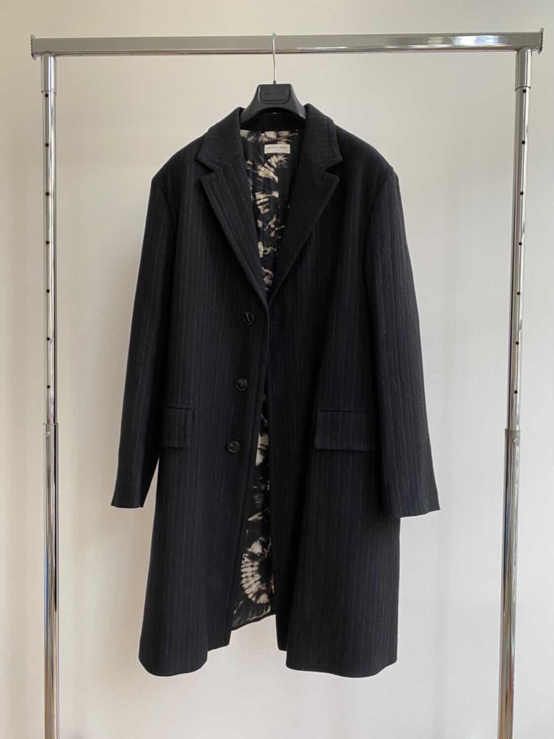 image of Dries Van Noten 19Aw Masterpiece Tie-Dye Wool Coat in Dark Navy, Men's (Size Large)