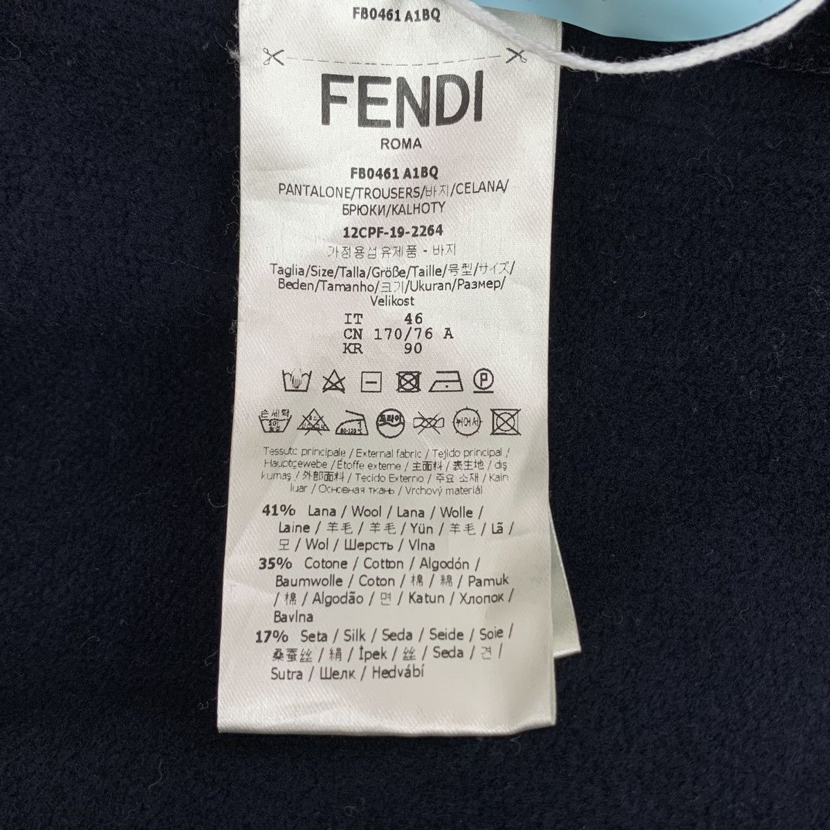 Fendi Fendi Dark Blue Side Double F Logo Wool Casual Pants K26WX Size US 32 / EU 48 - 8 Thumbnail