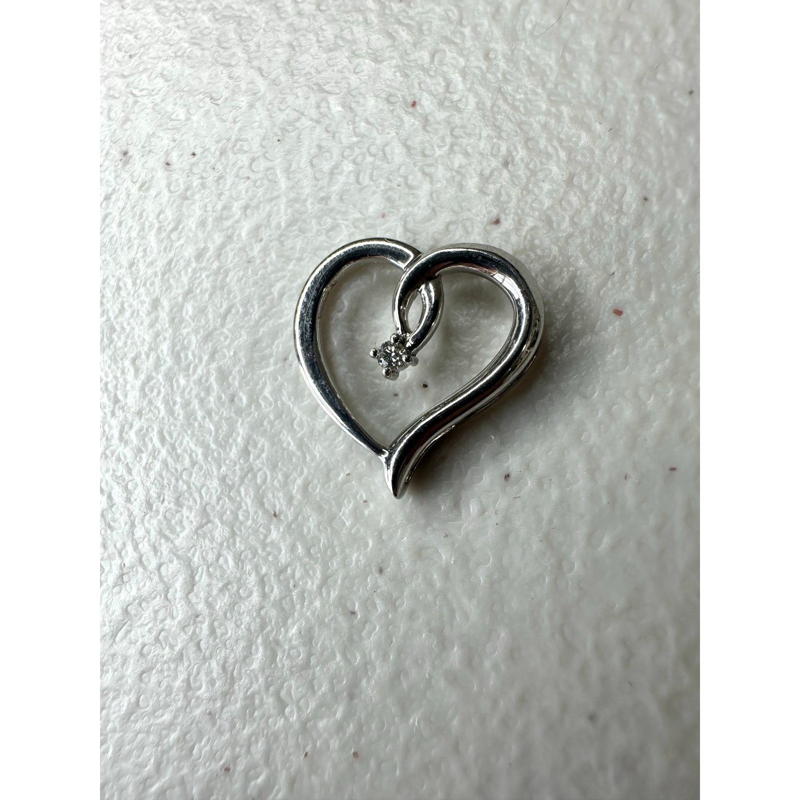 & Other Stories 925 Sterling Silver Real Diamond Open Heart Slide Pendant Size ONE SIZE - 1 Thumbnail