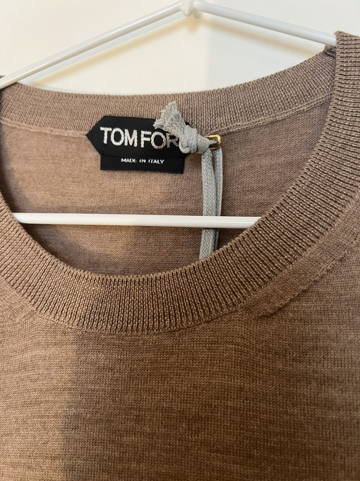 Tom Ford TOM FORD FINE GAUGE MERINO CREWNECK LIGHTTAUPE BROWN SIZE 52 Size US L / EU 52-54 / 3 - 7 Thumbnail