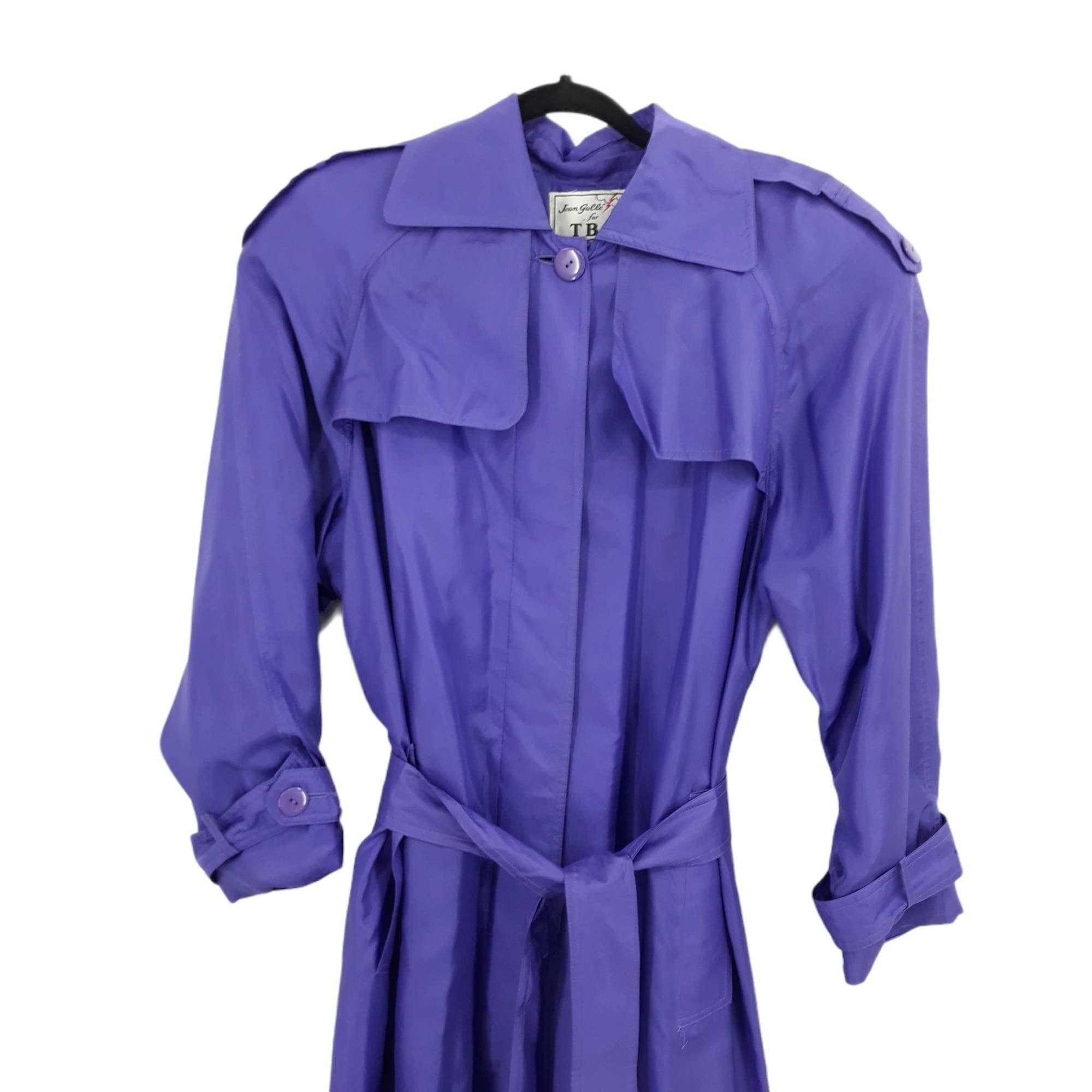 Vintage Vtg 80's Jean Galle Trench Silk Purple Sz L Belted Sailor Size L / US 10 / IT 46 - 5 Thumbnail