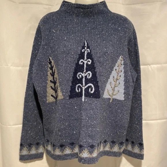 Other Sweater Blue Wool Blend Mock Turtleneck Sweater Size L / US 10 / IT 46 - 1 Thumbnail