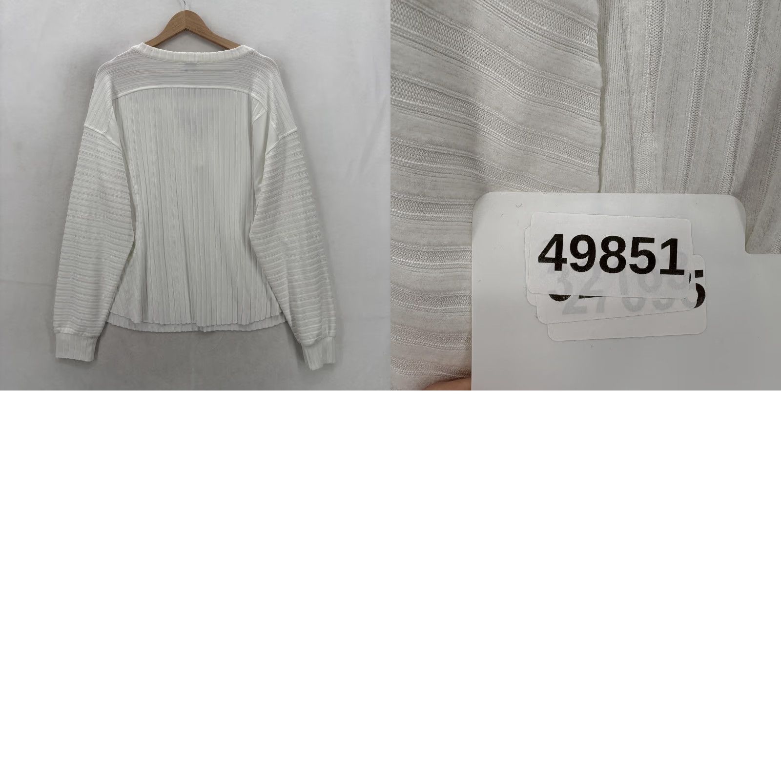 Vintage VINTAGE Buckle Shirt Womens Large White Ribbed V Neck Long Sleeve Knit Pullover NWT Size L / US 10 / IT 46 - 9 Thumbnail