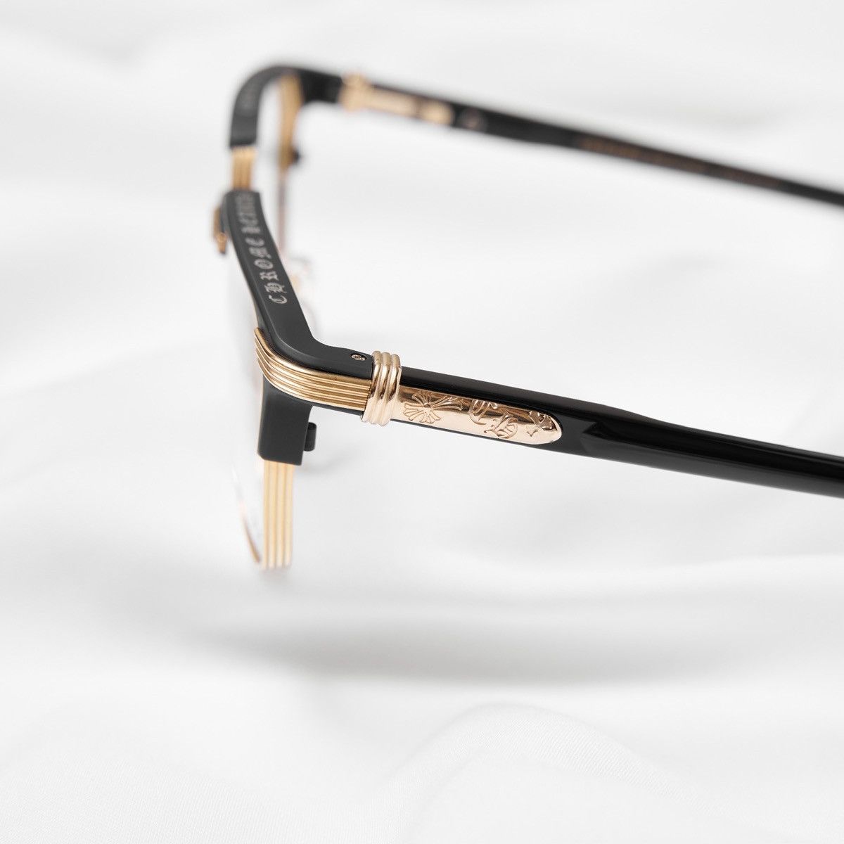 Chrome Hearts CHROME HEARTS BLAZIN MATTE BLACK/GOLD PLATED-BLACK-PLASTIC GLASSES Size ONE SIZE - 4 Thumbnail
