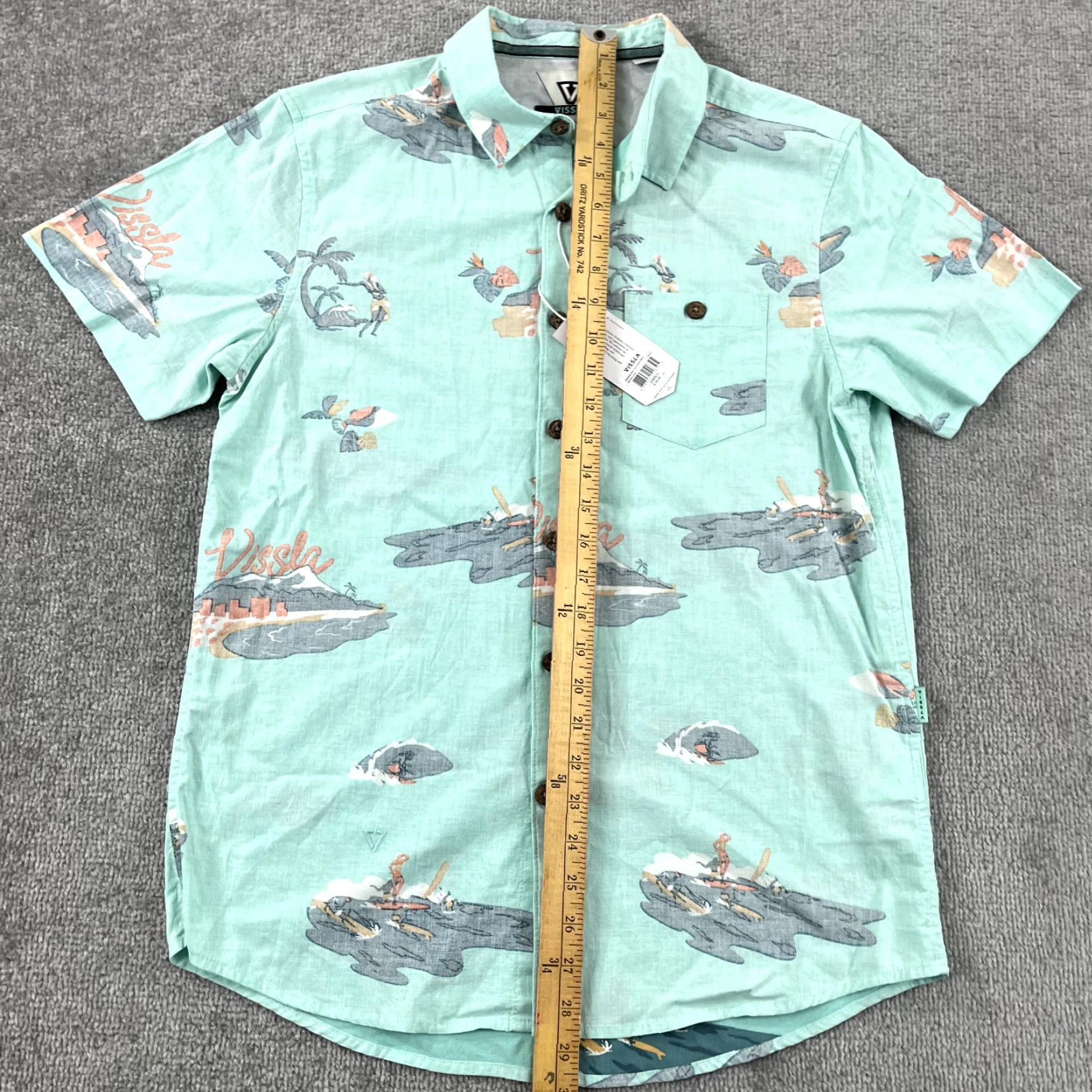 Vissla VINTAGE VISSLA Shirt Men Small Mint Green Hawaiian Floral Aloha Button Up Casual Summer Size US S / EU 44-46 / 1 - 5 Thumbnail