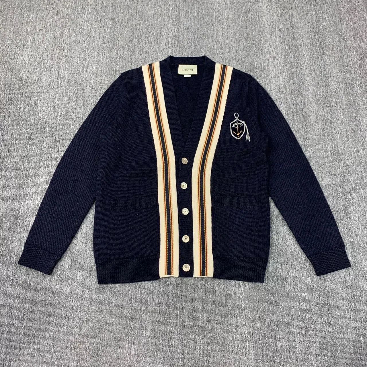 Gucci Black Striped Anchor Emblem Cardigan Size S. Size US S / EU 44-46 / 1 - 1 Thumbnail