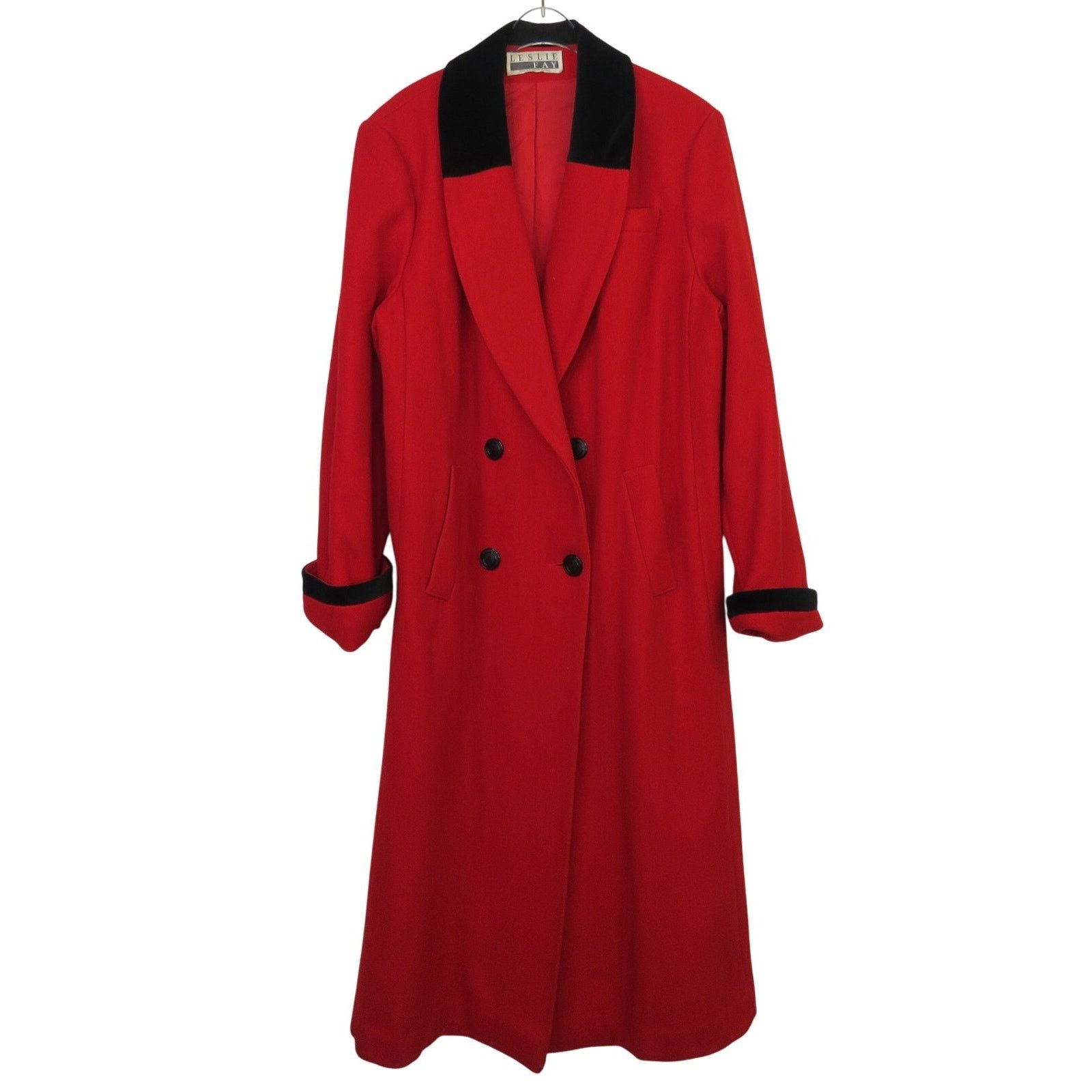 Vintage 90s Leslie Fay Vintage Peacoat Long Red Wool Large Size L / US 10 / IT 46 - 8 Thumbnail