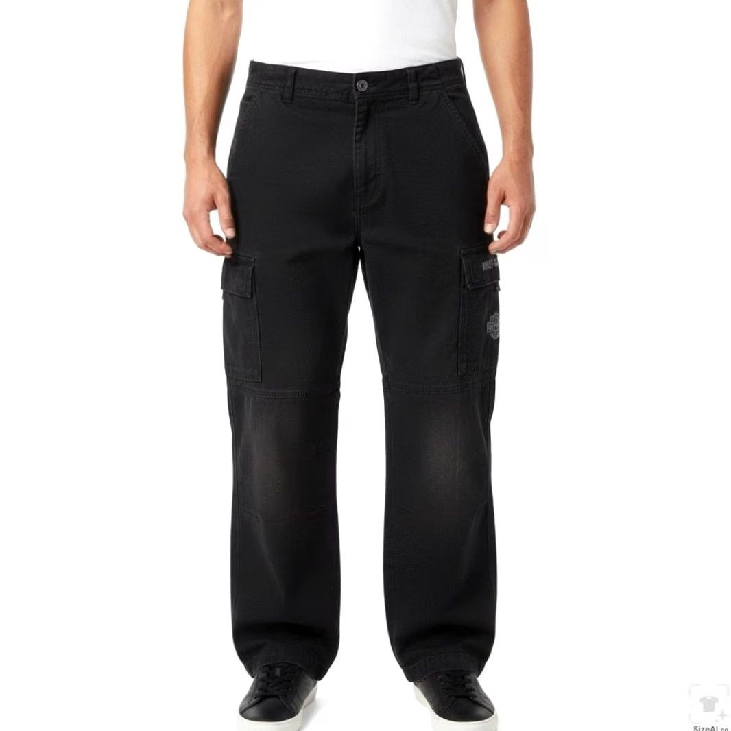 Harley Davidson Harley-Davidson Jeans Mens 34x28 Black Dark Wash Straight Relaxed Denim Zip Fly Relaxed Straight Fit Pockets Logo USA Biker Motorcycle 5-Pocket Design Size US 34 / EU 50 - 4 Thumbnail