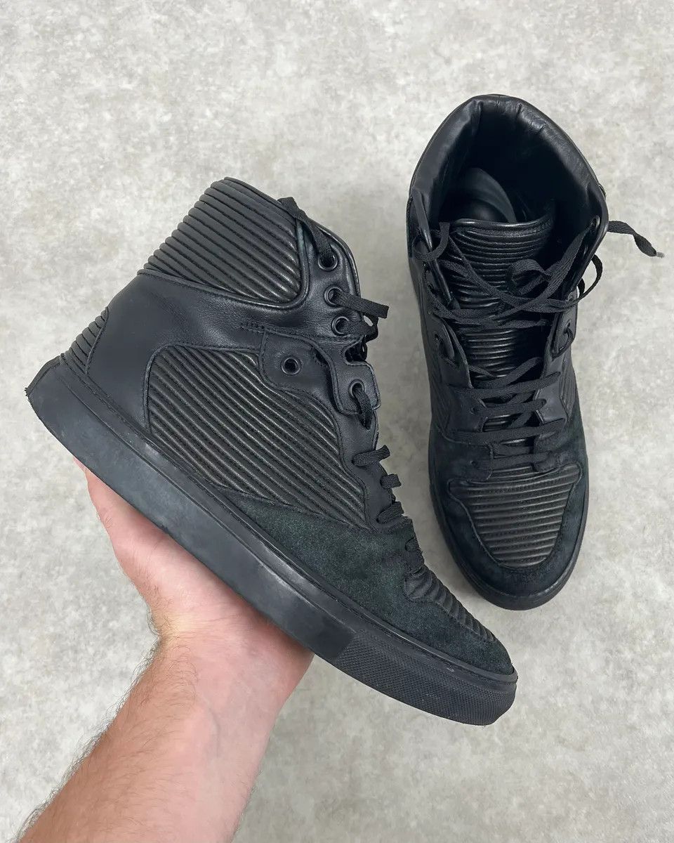 Balenciaga Monochrome Black High Leather Sneakers
