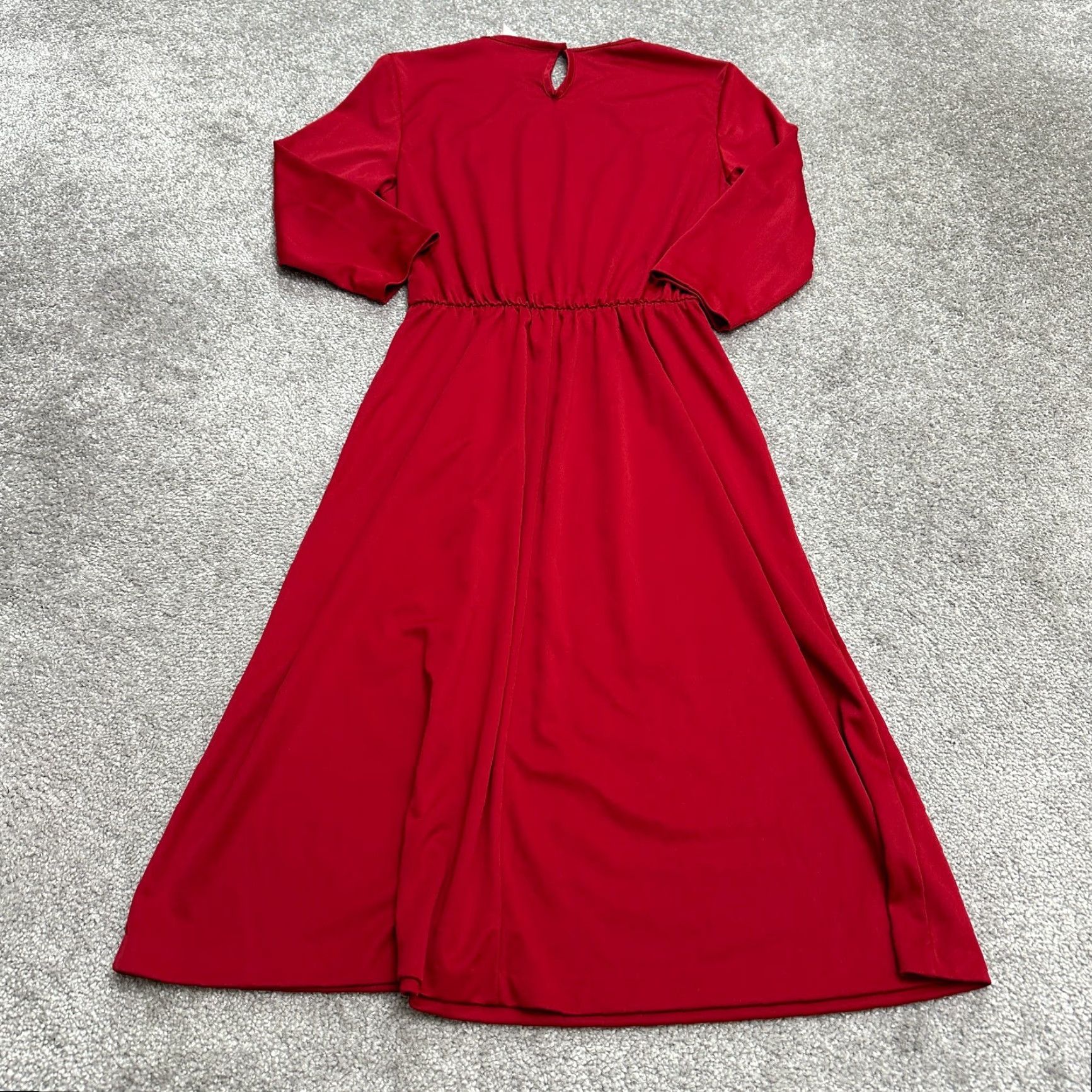 Blair VINTAGE Blair Dress Maxi Long Women 6P Red 3/4 Sleeve Crew Neck Knit Polyester Petites Size M / US 6-8 / IT 42-44 - 2 Thumbnail