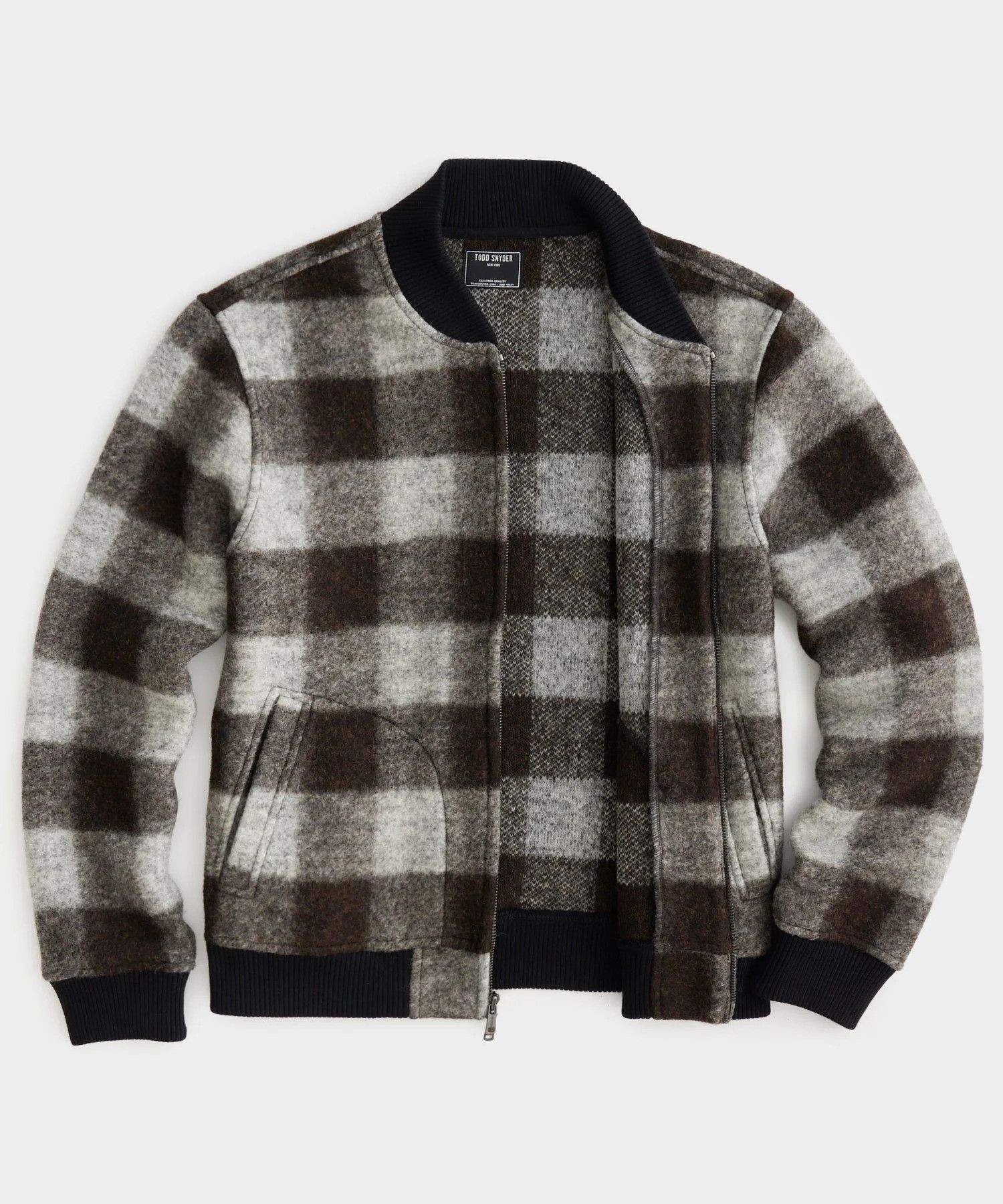 Todd Snyder Todd Snyder Brushed Buffalo Check Wool Blend Bomber Jacket Size US M / EU 48-50 / 2 - 2 Thumbnail
