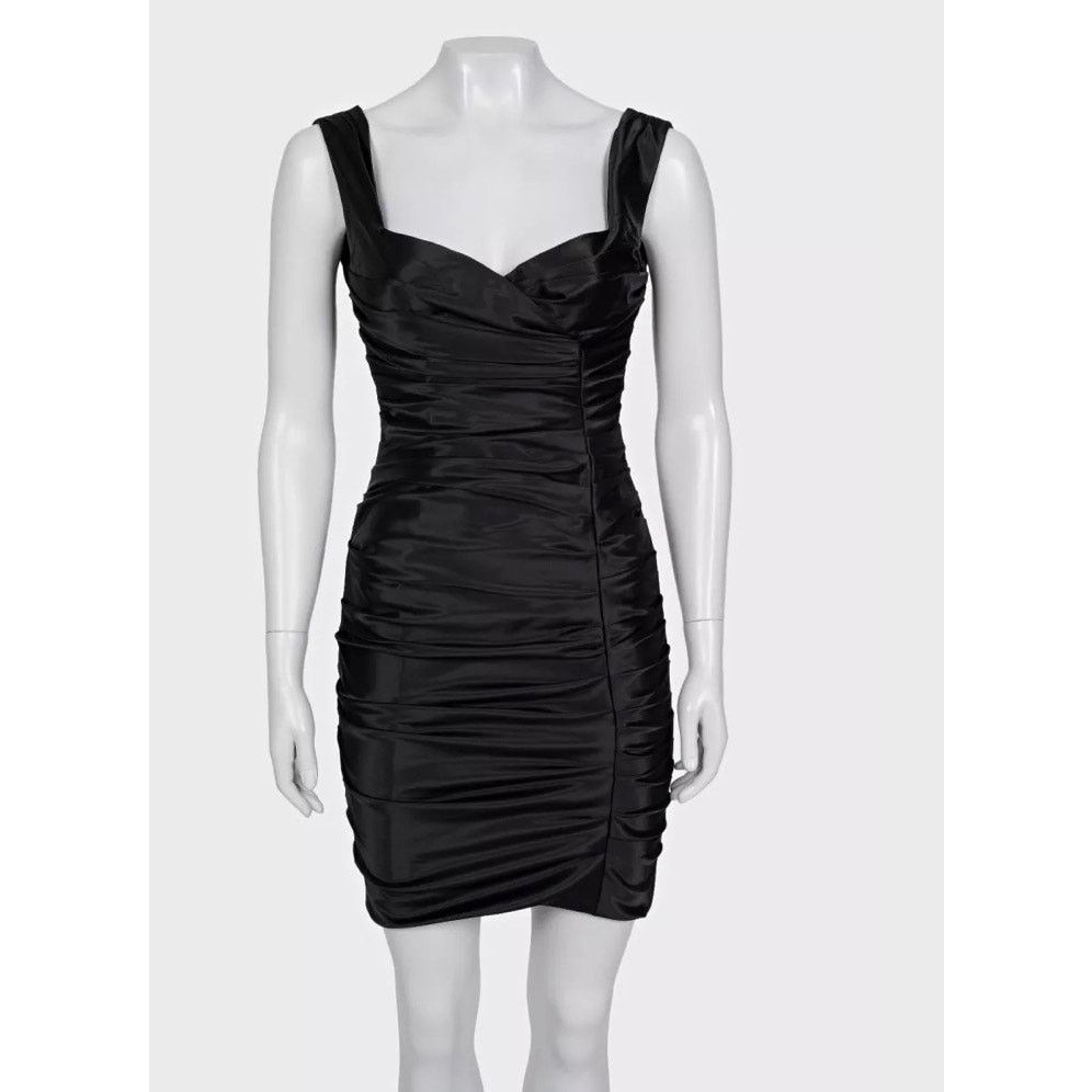 Dolce & Gabbana Dolce & Gabbana Black Draped Mini Dress - IT40/S Size S / US 4 / IT 40 - 1 Thumbnail
