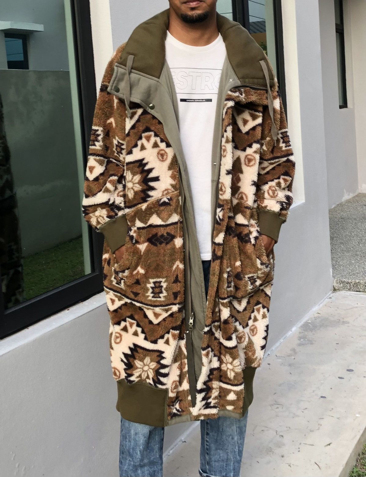 Issey Miyake Mercibeaucoup Reversible Fleece Navajo Long Coat Jacket Size US L / EU 52-54 / 3 - 3 Thumbnail