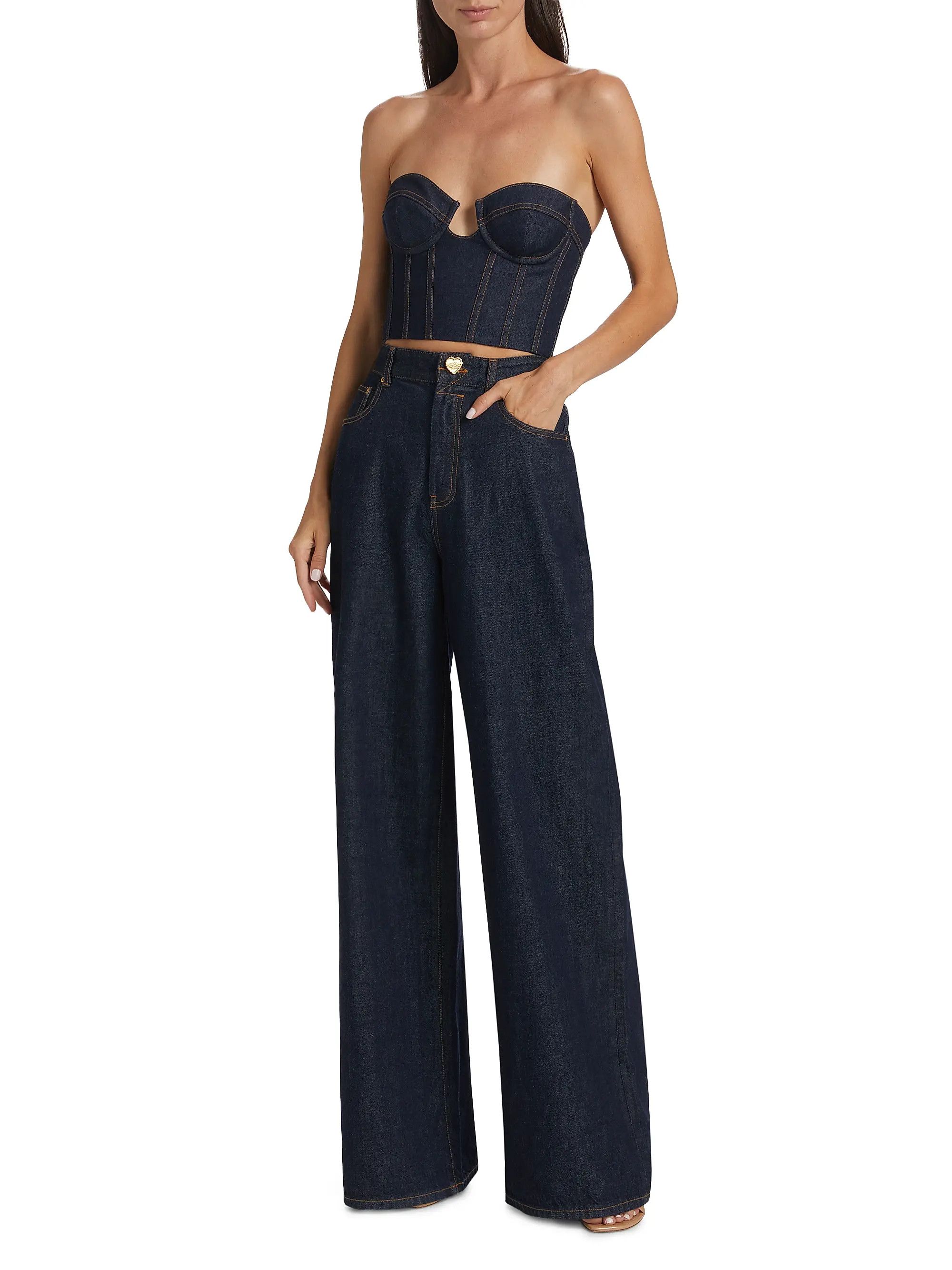 Zimmermann oc11z1025 Crush Denim Corset Top in Blue Size L / US 10 / IT 46 - 2 Thumbnail