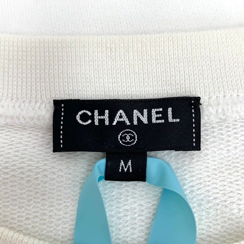 Chanel Chanel White laurel double C printed cotton round-neck sho Size M / US 6-8 / IT 42-44 - 5 Thumbnail