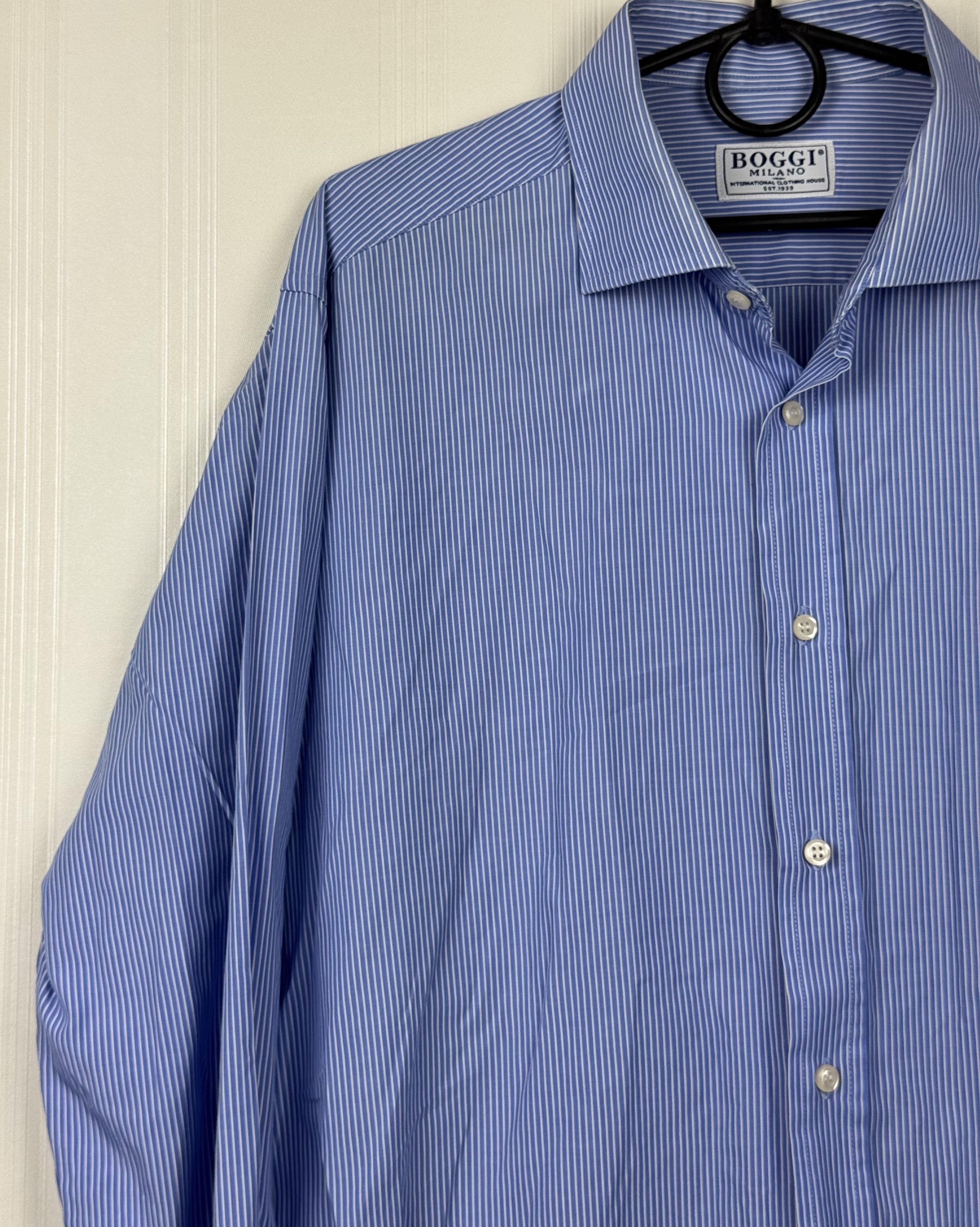 Boggi Boggi Milano Blue Striped Shirt Size 42 100% Cotton Size US XS / EU 42 / 0 - 3 Thumbnail