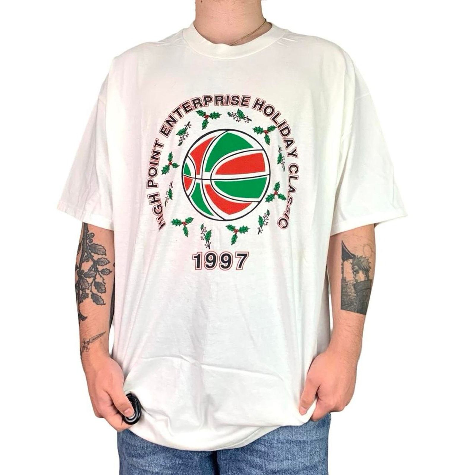 Vintage Vintage 90s Basketball Graphic T-shirt Size US XXL / EU 58 / 5 - 2 Thumbnail
