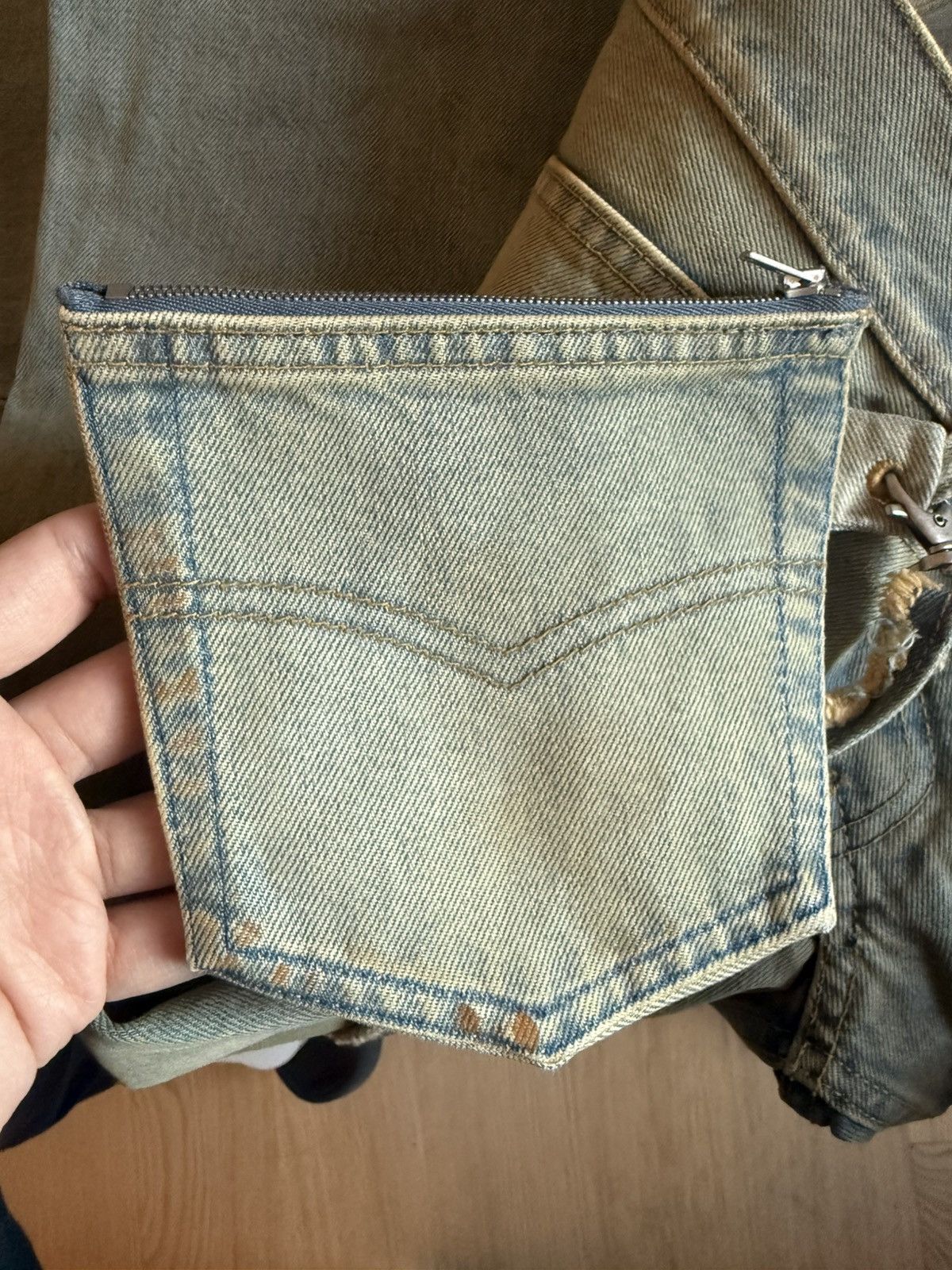 Maison Margiela Maison Margiela Paint Splatter Denim Wallet Chain Jeans Size US 31 - 5 Thumbnail