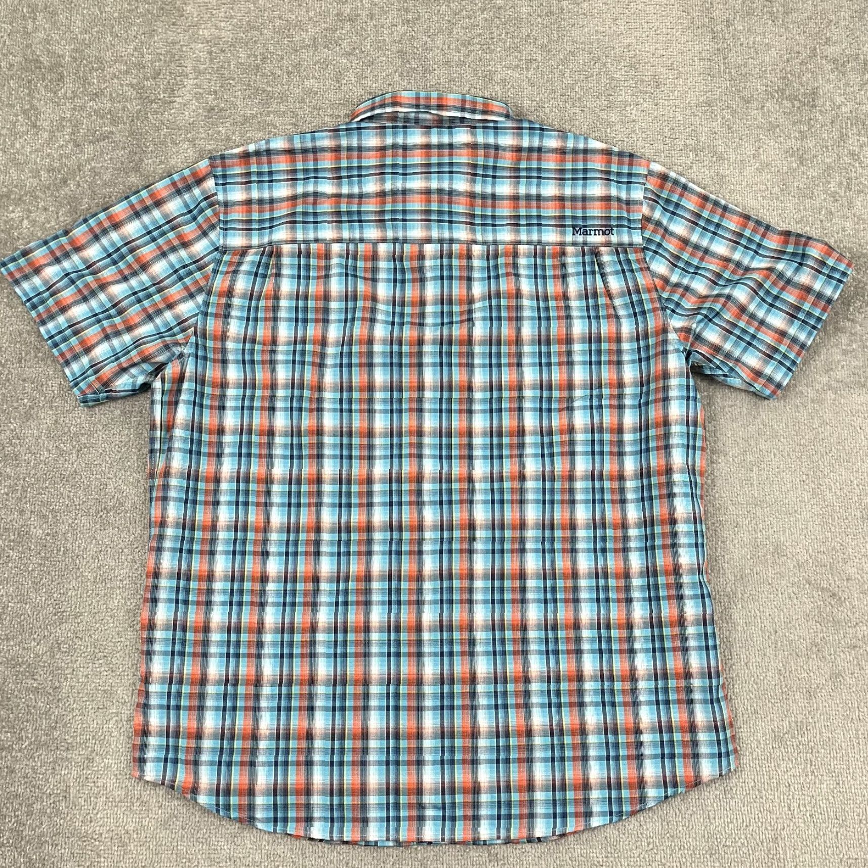 Marmot Marmot Shirt Mens XL Blue Orange Plaid Button-Up Hiking Outdoor Short Sleeve Shirt Size US XL / EU 56 / 4 - 4 Thumbnail