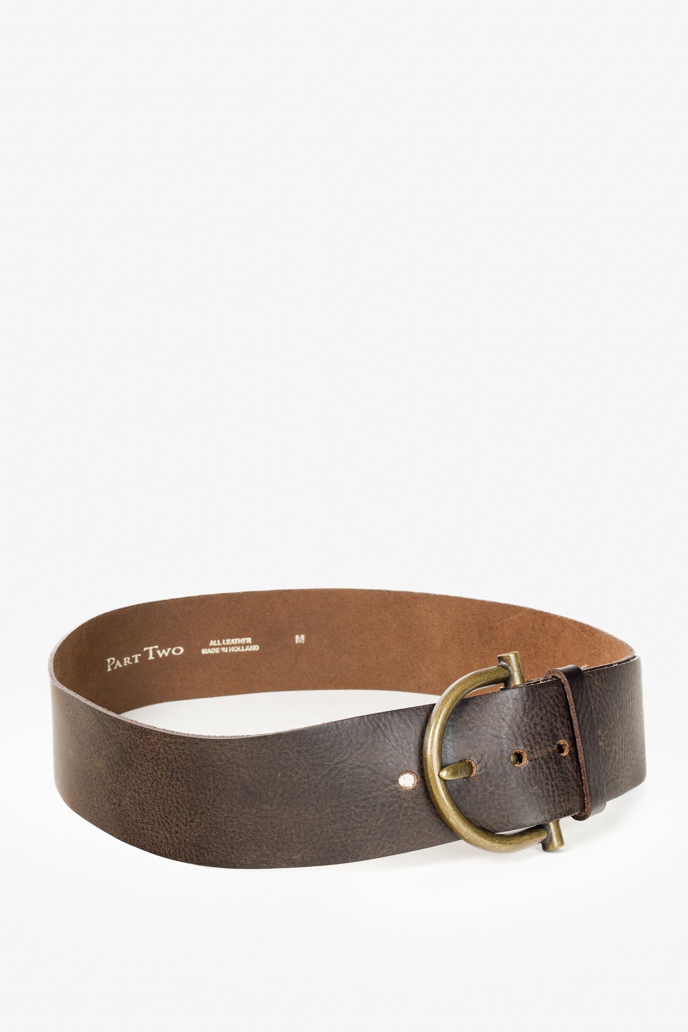 Other Part Two Wide Brown Leather Bronze Buckle Belt Size ONE SIZE - 2 Thumbnail