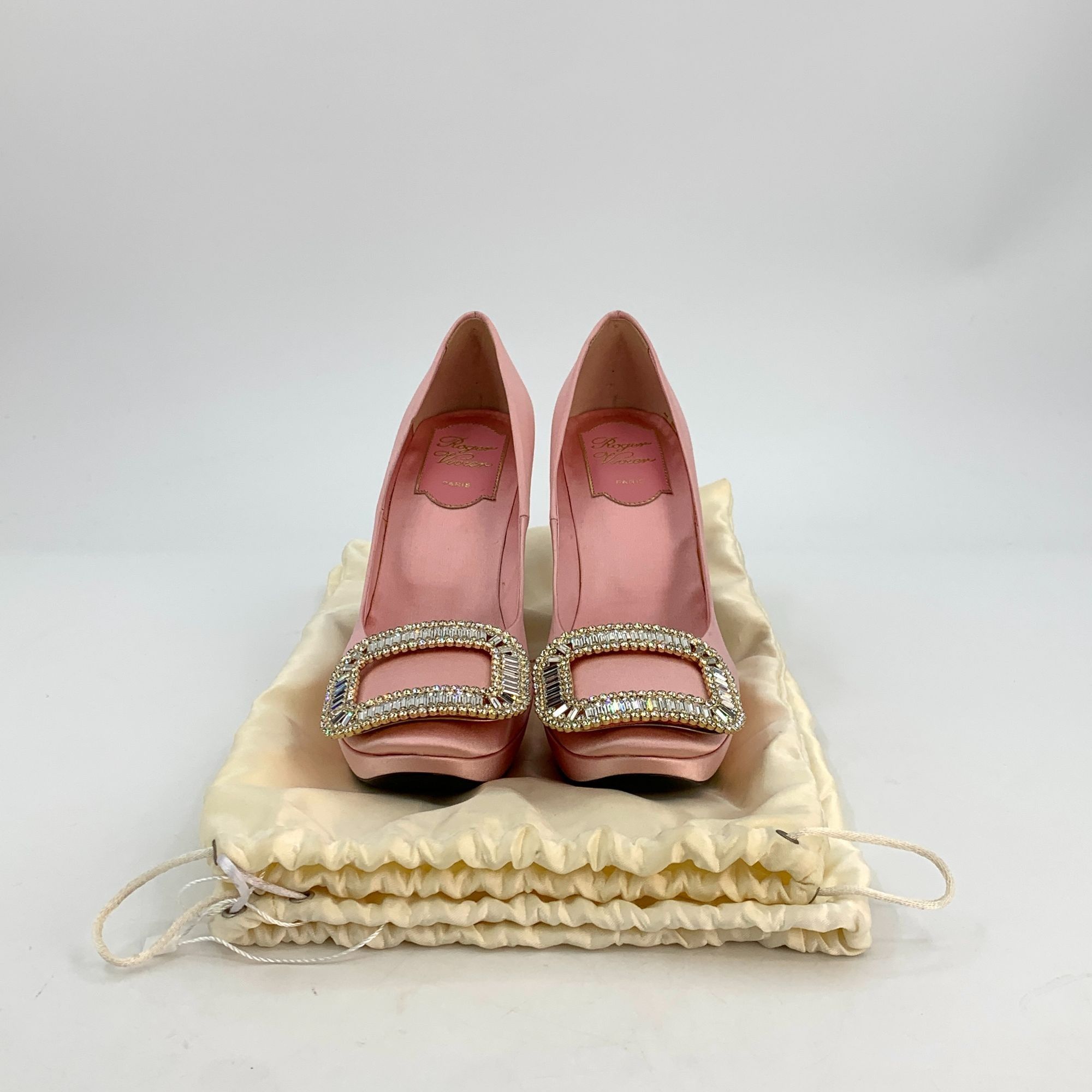 Roger Vivier Roger Vivier Pink Satin Crystal Buckle Platform Pumps Size 3 Size US 5 / IT 35 - 2 Thumbnail
