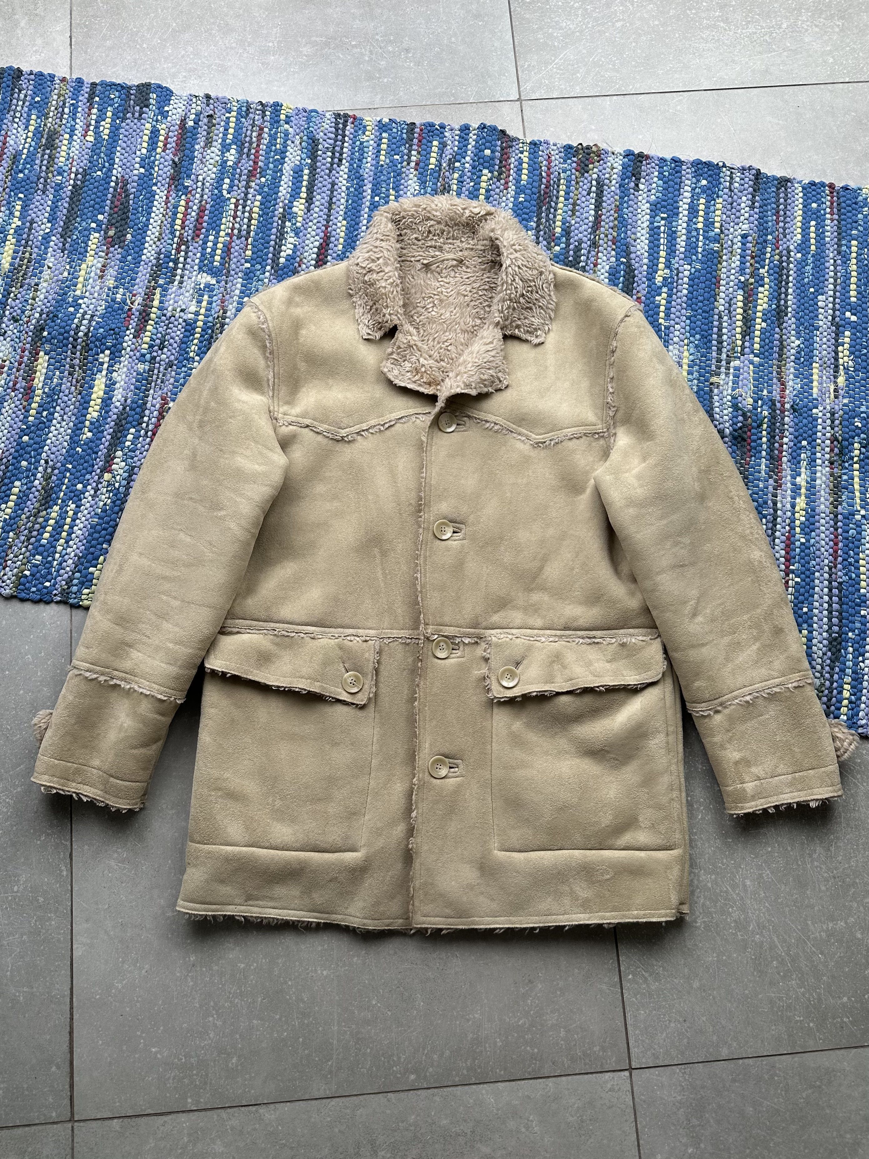 image of Faux Sheepskin Coat in Beige, Men's (Size Small)