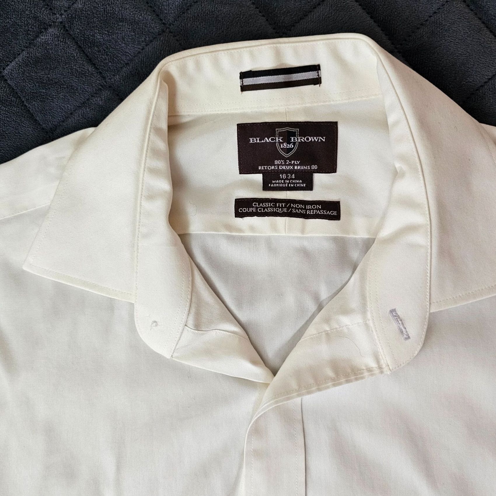 Vintage Black Brown 1826 Dress Shirt Long Sleeve Button Collared 16 34 Pocket 80s 2-Ply Cotton Solid Brown Mens Shirt Size 42R - 2 Thumbnail
