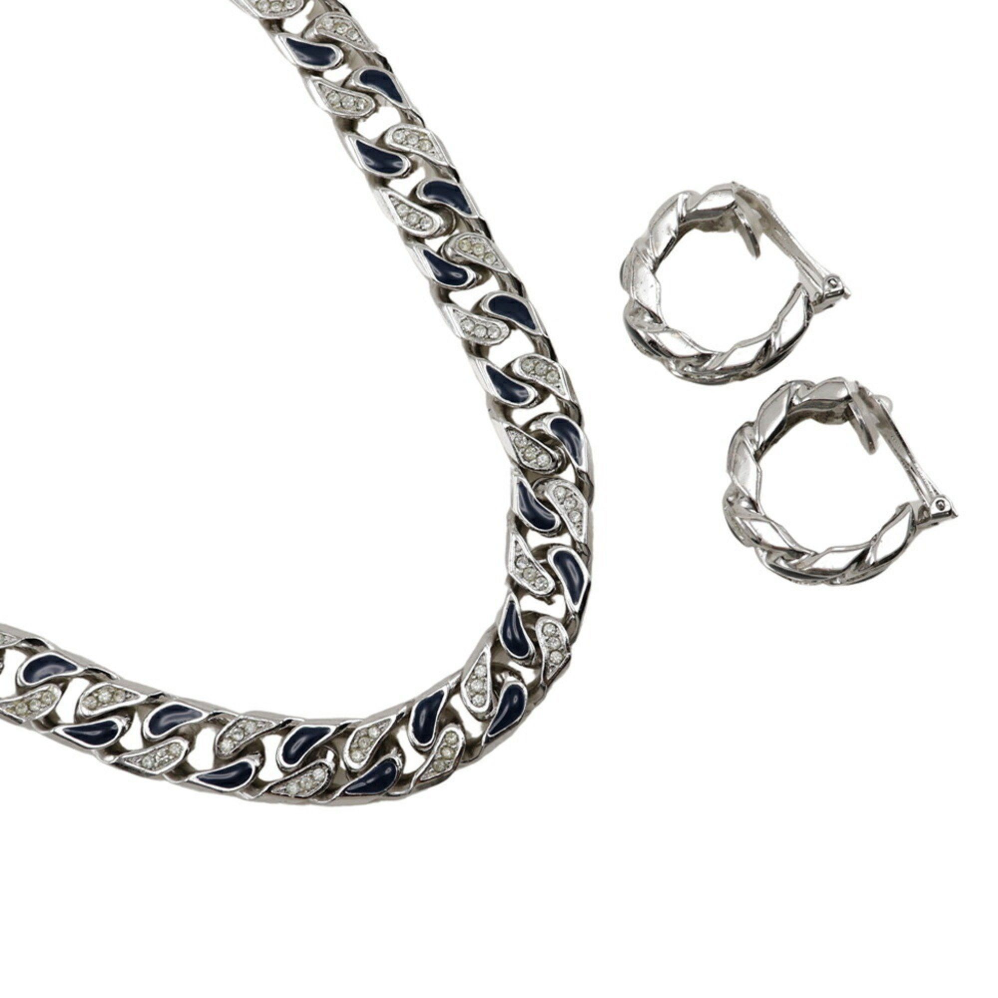 Dior Christian Dior Earring Set Necklace x Rhinestone Made in Germany Silver Approx. 109.2g set for women Size ONE SIZE - 1 Thumbnail