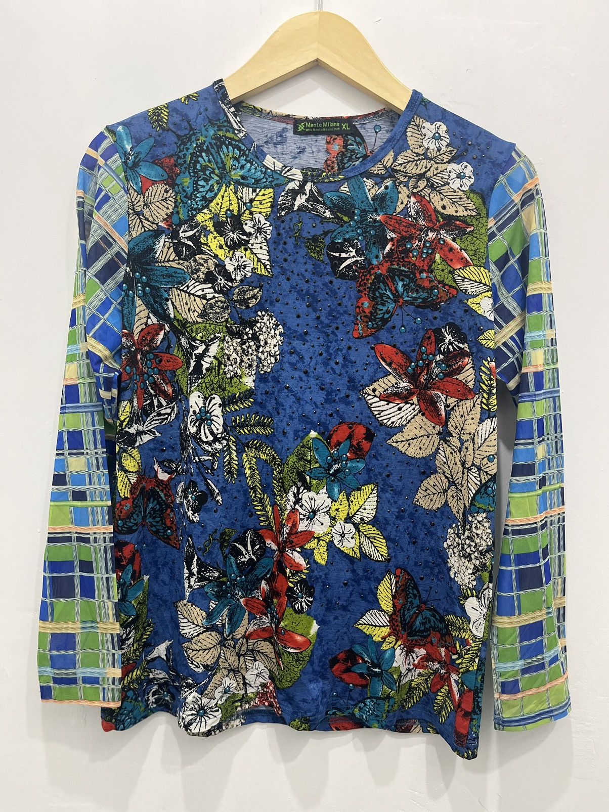 Japanese Brand Diamond Full Flower Pattern Jean Paul Gaultier Style Tee Size XL / US 12-14 / IT 48-50 - 1 Thumbnail