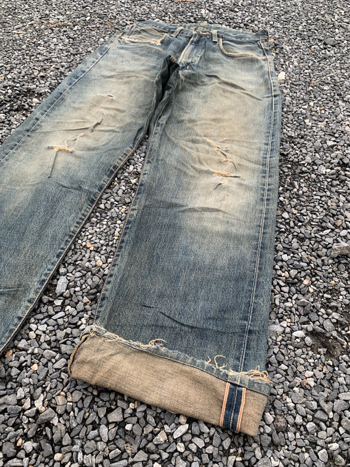 Edwin VINTAGE EDWIN 505 SELVEDGE BAGGY RUSTY DISTRESSED DENIM Size US 28 / EU 44 - 5 Thumbnail