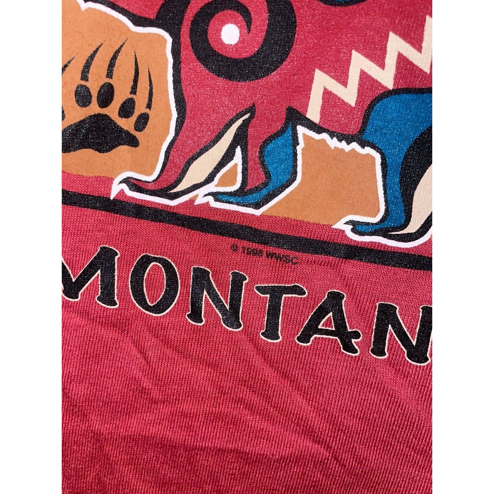 Anvil Vintage Montana Bear Shirt Native American Tee VTG 90s Large Size US L / EU 52-54 / 3 - 5 Thumbnail