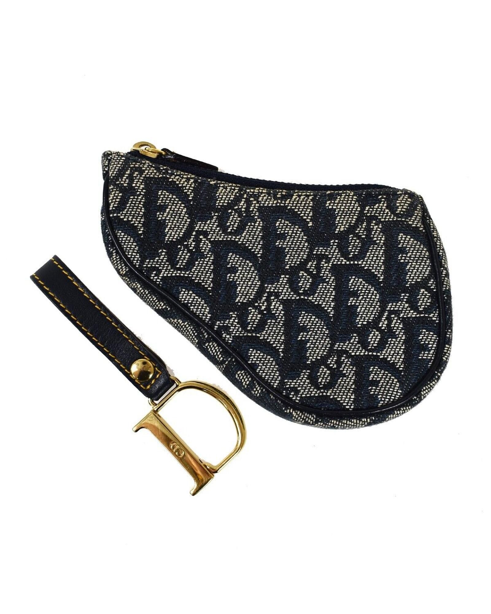 image of Dior Navy Canvas Clutch - Versatile And Elegant, Women's