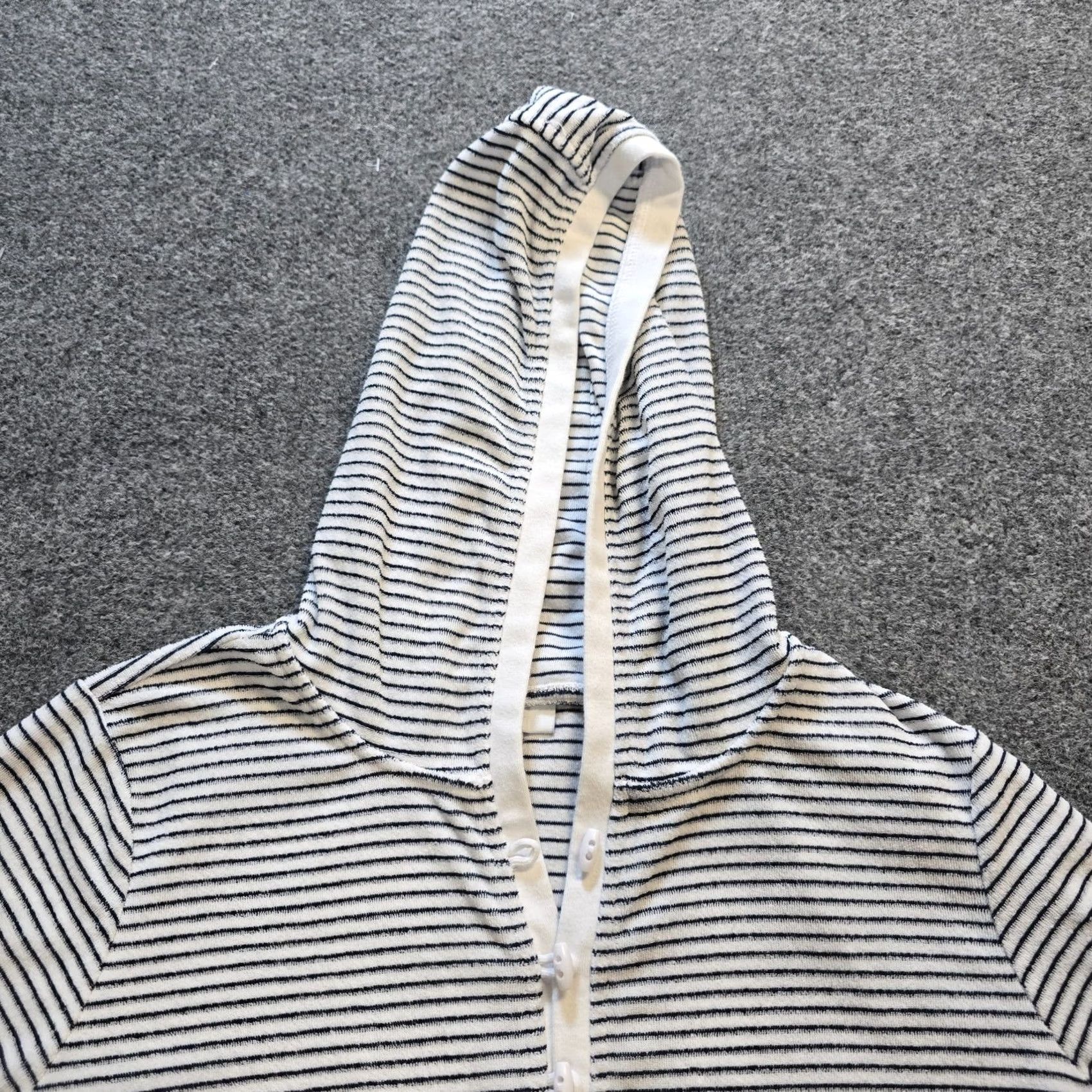 J. Jill J. Jill Top Hoodie Womens Size M White Black Striped Terry Cloth Hooded Casual Fit Shirt Size M / US 6-8 / IT 42-44 - 2 Thumbnail