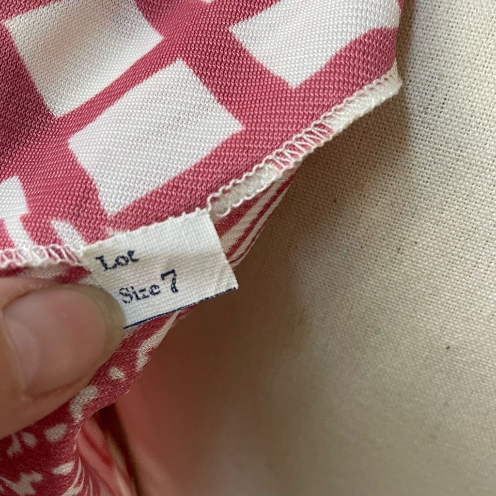 Vintage 70s Mauve Pink White Retro Print Shift Dress Scarf X