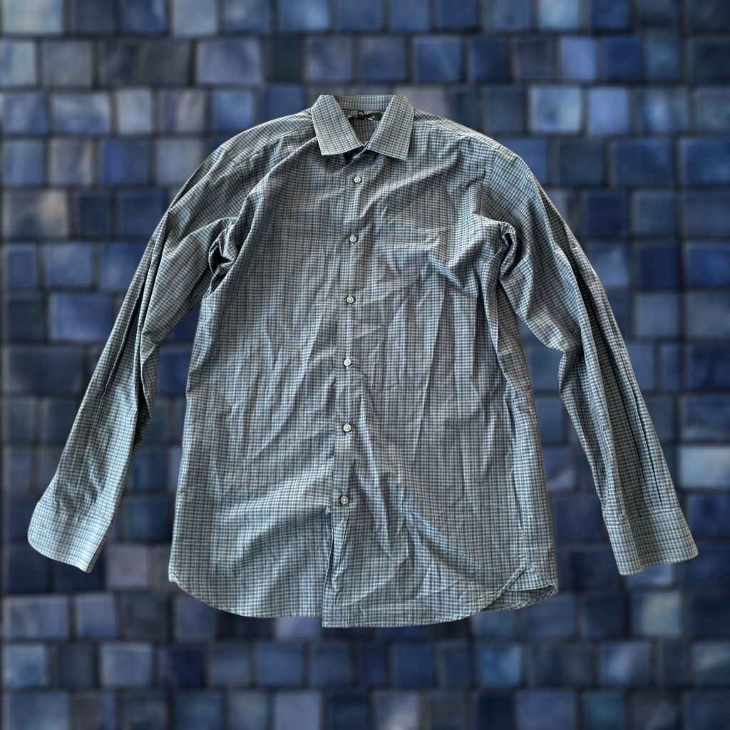John Varvatos John Varvatos USA Mens Navy Blue Plaid Button Down Dress Shirt 16 Regular Cotton Multicolor Long Sleeve Button-Up Collared Shirt Mens Size 42R - 1 Thumbnail