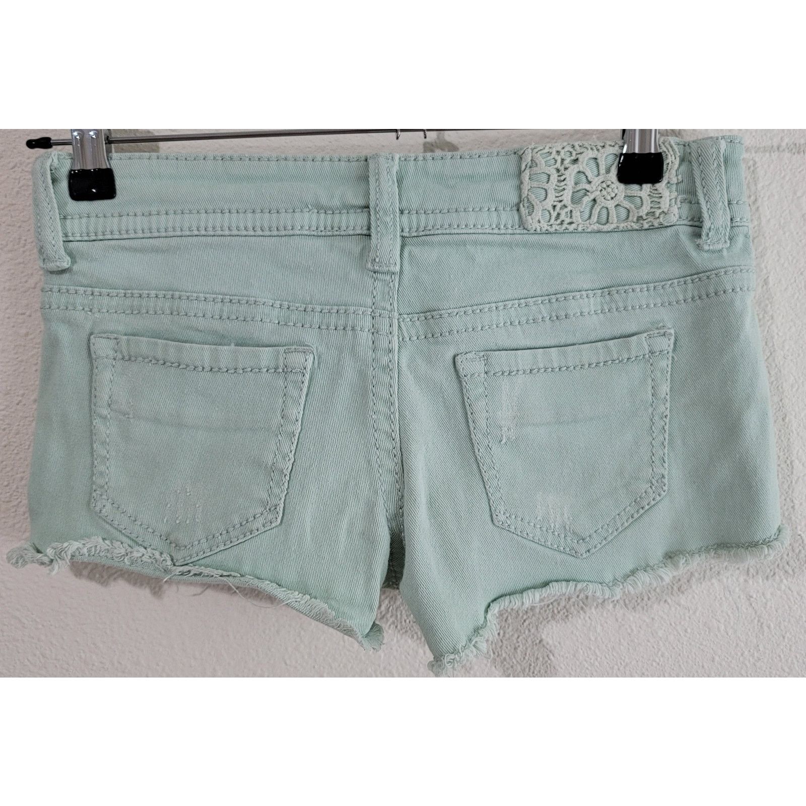 Other Dollhouse Crazy Sexy Cool Mint Green Crochet Denim Shorts 3 Size 28" / US 6 / IT 42 - 2 Thumbnail