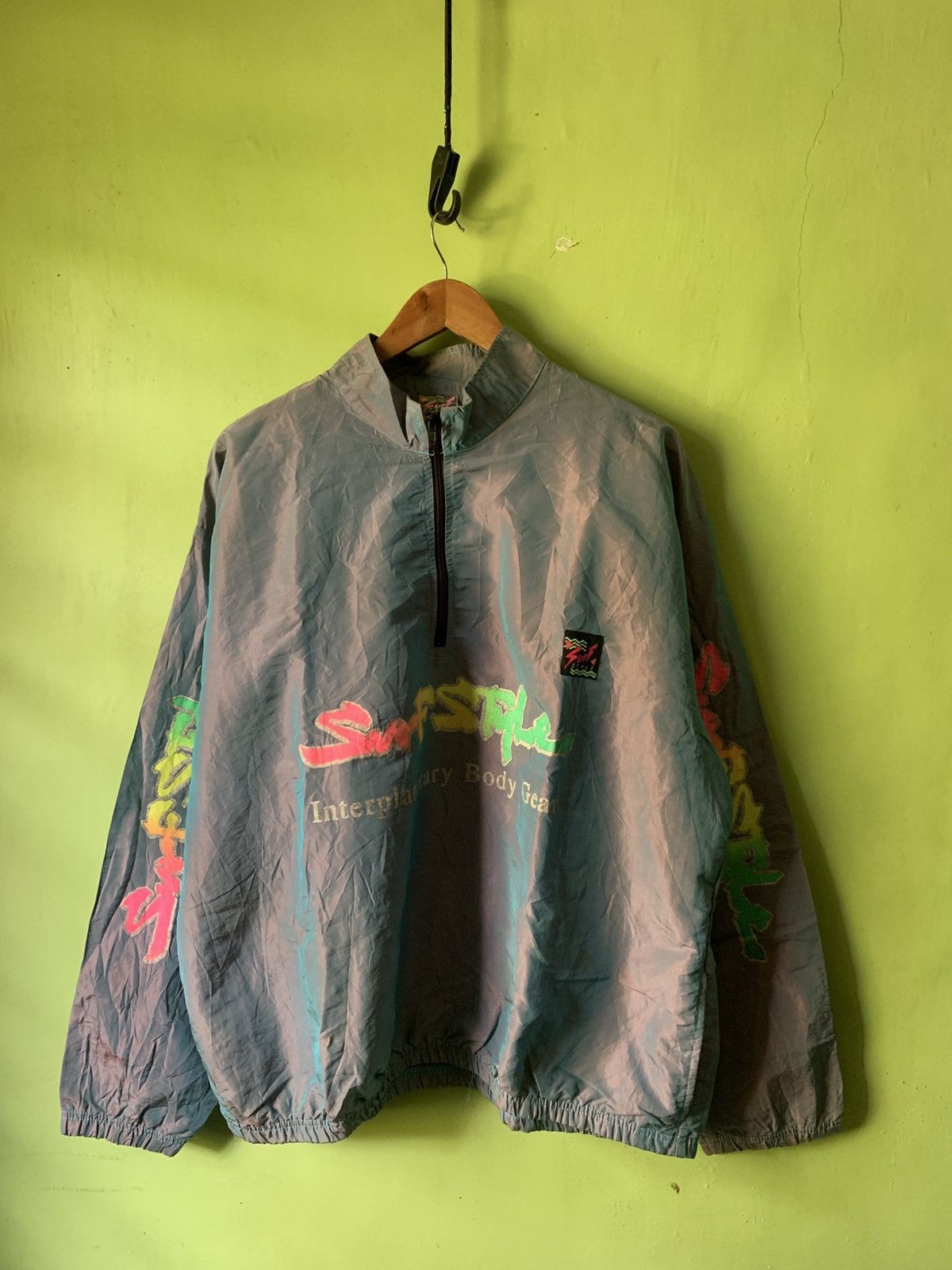 Vintage Vintage 1990s Surfstyle iridescent quarter zip windbreaker Size US XXL / EU 58 / 5 - 1 Thumbnail