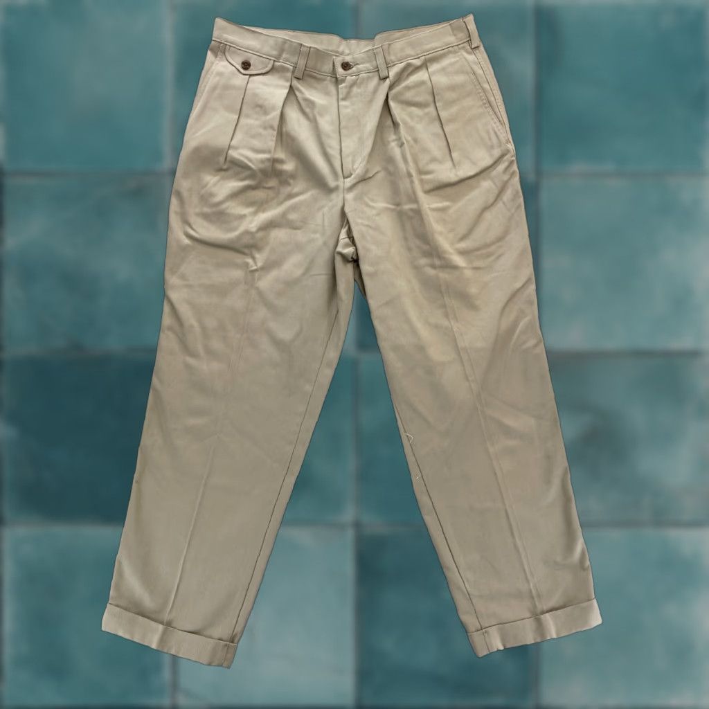Savane Savane Khaki Pants Mens 36x29 Beige Pleated Classic Tapered Leg Wrinkle Resist Pants Size US 36 / EU 52 - 1 Thumbnail